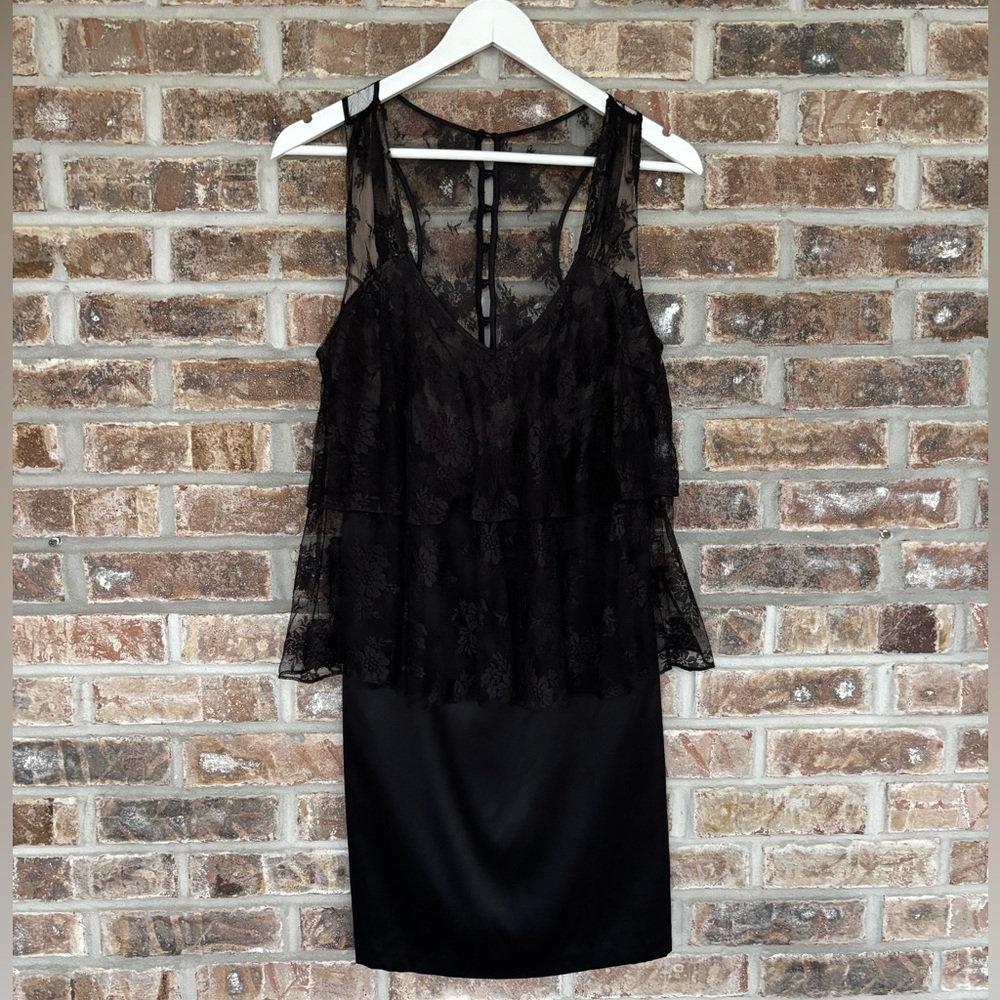 Marciano Black Silk and Lace Dress Small